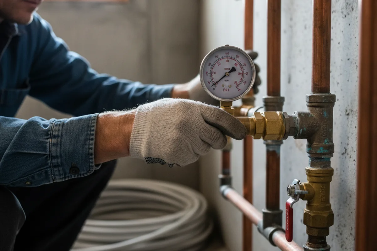 Pressure testing a repaired line during Water Line Repair in Carolina Beach